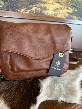 Moda Luxe Cognac Faux-Leather Crossbody Bag